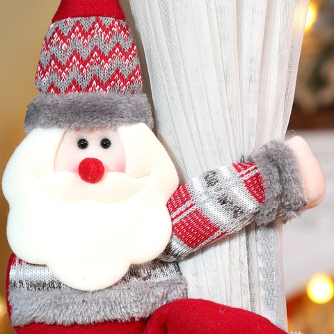 Hebillas Cortina Navidad Peluche Punto Papá Noel Muñeco Nieve Reno Sujetadores Cortinas Decoración Ventana Hogar