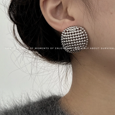 Hohlkugel Perlen Ohrringe Ring Metall Vergoldet Geometrischer Modeschmuck Für Frauen Eleganter Minimalistisches Accessoire