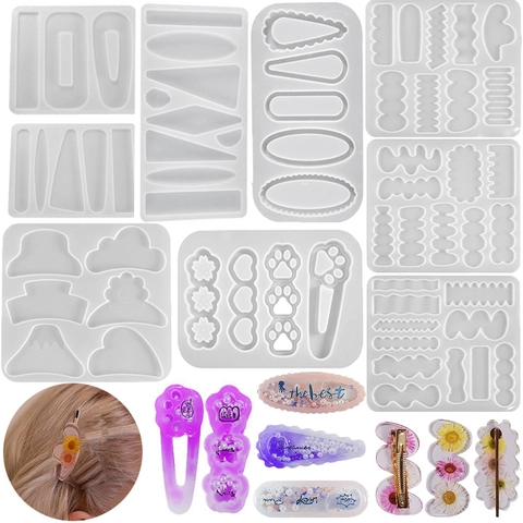 DIY Hairpin Silicone Molds Resin Casting Tools Geometric Shapes Pumpkin Spider Web Metal Gold Claw Clips Handmade Craft