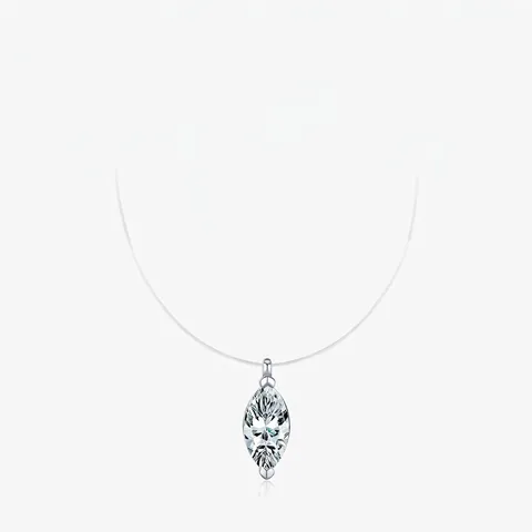 Collar De Pendiente Moissanita Marquesa Con Plata De Ley 925 Hilo De Pescar Invisible Minimalista Color D VVS1