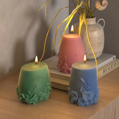 Embossed Flower Vine Silicone Mold For DIY Handmade Scented Candle Plaster Ornament Cylindrical Nordic Style Crafting Tool