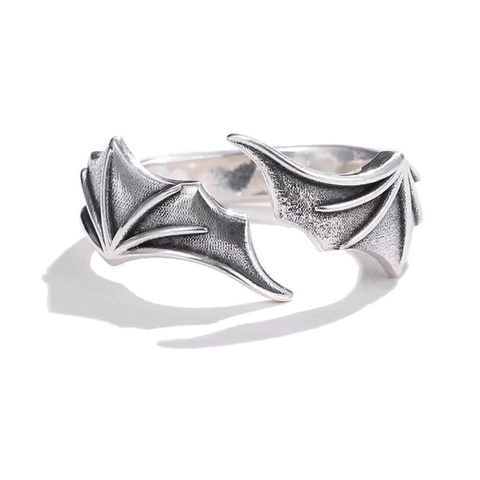 Engel En Demon Vleugel Open Ringen Verstelbaar Legering Retro Zilveren Kleur Punk Gotische Sieraden Unisex