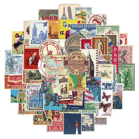 Vintage Travel Stamp Graffiti Stickers Waterproof Vinyl Decals Laptop Luggage Guitar Scrapbooking Journaling Decoration