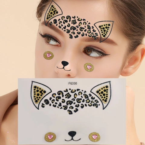Adesivi Per Il Viso Con Strass Gatto Leopardo Gemme Facciali Glitter Trucco In Maschera Decorazione Body Art Per Donne