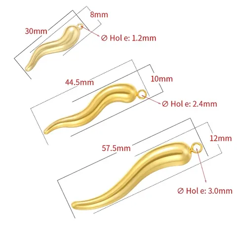 Poliertes Italienisches Horn Cornicello Anhänger Aus Kupfer Glücksbringer Vintage Vergoldeter Chili Anhänger Schmuckzubehör