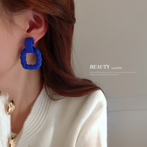 Klein Blue Heart Flower Rabbit Letter B Earrings Alloy With 925 Sterling Silver Earring Post Korean Fashion Jewelry