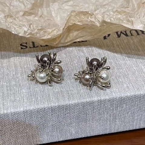Spinne Ohrstecker Mit Kunstperlen Und Silberner Ohrnadel Vintage Punk Gothic Stil Schmuck Für Damen