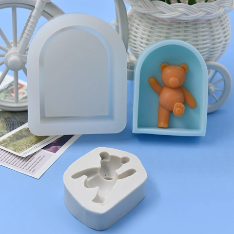 Stampi In Silicone Simpatico Orso Forma Ad Arco Per Decorazione Torte Fai Da Te Candela Aromaterapia Sapone Artigianato Gesso