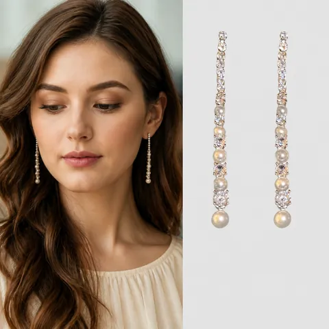 Lange Quastenohrringe Mit Künstliche Perlen Und Zirkonia Silberohrstecker Eleganter Vintage Stil Für Damen