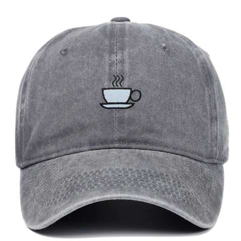 Kaffeetasse Stickerei Gewaschene Baumwolle Baseballkappe Vintage Distressed Outdoor Sonnenschutz Verstellbare Dad Hat