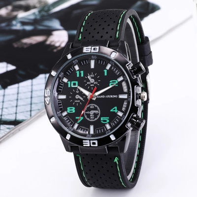 Fashion Men's Sports Quartz Watch Silicone Strap Chronograph Look Plastic Case Luminous Casual Wristwatch Gift For Men