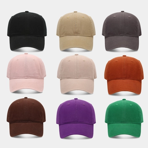Gorra De Béisbol Color Sólido Algodón Lavado Ajustable Vintage Gorra Suave Visera Curva Protección Solar Unisex