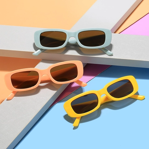 Kids Sunglasses Retro Rectangular PC Frame Resin Lens UV Protection Outdoor Fashion Accessory For Boys Girls