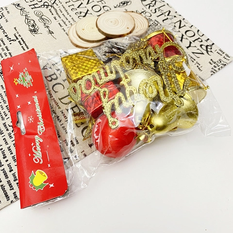 Christmas Tree Decoration Hanging Ornaments Set Plastic Pine Cones Bells Mini Gift Boxes Merry Christmas Letters Festive Party Decor