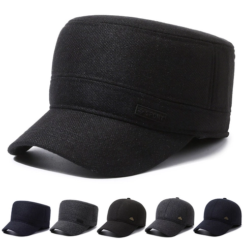 Herren Winter Cadet Cap Verdickte Wollmütze Baseballkappe Warm Samtfutter Ohrenschutz Verstellbar Outdoor Kälteschutz Sport