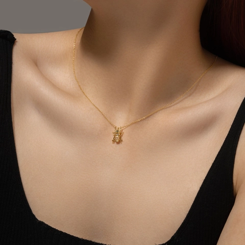 S925 Argento Sterling Insetto Scarabeo Ciondolo Collana per Donna Scintillante Strass Animale Ragno Choker Moda Gioielli Regalo