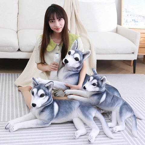 Realistic Husky Plush Toy Skin Unstuffed Dog Doll Cover DIY Semi-finished Short Plush Animal Puppy For Kids Home Decor