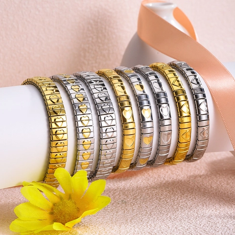 Italienisches Charm Armband Edelstahl Elastisch Dehnbar Expansion Bangle Herz Kleeblatt Stern Schmetterling Damen