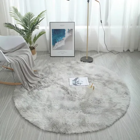 Tappeto Rotondo A Pelo Lungo Morbido Tappeto Di Peluche Gradiente Antiscivolo Tappeto Da Pavimento Per Camera Da Letto Soggiorno Arredamento Moderno