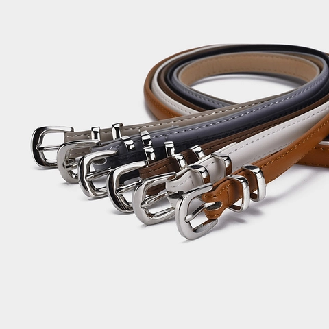 Cinturón Fino de Cuero PU Chic para Mujer Hebilla de Pasador Plateada Versátil Elegante Chic Ajustable para Vaqueros Vestidos