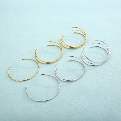 Pulsera De Brazalete Abierto De Acero Inoxidable Para Mujer Pulido Brillante Brazalete Geométrico Simple Capas