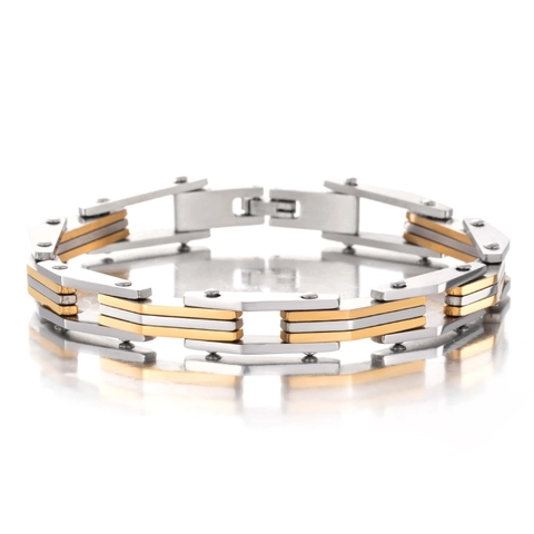 Bracciale A Catena Da Uomo Acciaio Inossidabile Silicone Stile Industriale Maglia Geometrica Gioielli Moderni