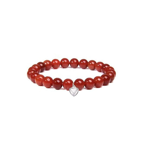 Bracelet Perles Pierre Naturelle Avec Pendentif Coeur Alliage Bijoux Mode Pour Femmes Hommes Style Boho Minimaliste