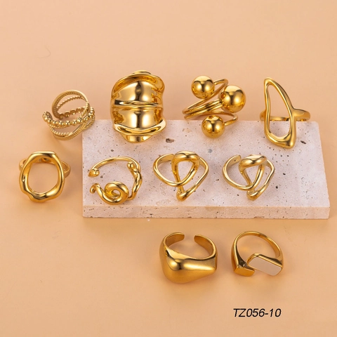 Anello Aperto Geometrico Astratto Acciaio Inossidabile Placcato Oro Minimalista Regolabile Retrò Gioielli Di Moda Per Donne