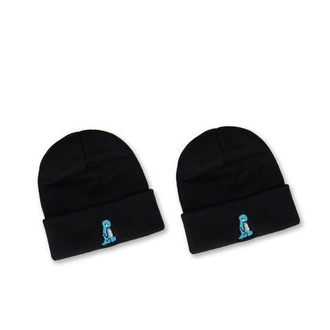 Cuffed Knit Beanie Hat With Dinosaur Embroidery Warm Acrylic Winter Skull Cap For Men Women Trendy