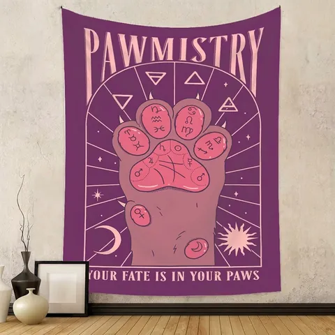 Wandteppich Pawmistry Katzenpfote Sternzeichen Astrologie Mysterium Böhmisch Behang Heimtextilien Für Schlafzimmer Polyester