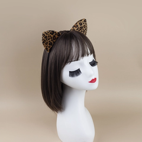 Cerchietto Con Orecchie Di Gatto Leopardato Papillon Coda Gonna Tutu In Rete E Adesivi Per Il Viso Costume Da Cosplay Di Halloween