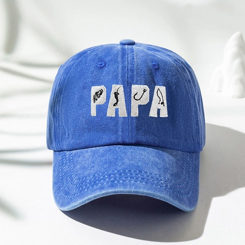 Washed Cotton Baseball Cap Papa Angeln Stickerei Vintage Distressed Sonnenhut Outdoor Verstellbar Geschenk Vater