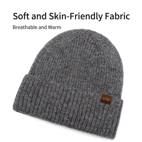 Strickmütze Beanie Warm Acryl Gerippt Winter Herbst Unisex Lässig Streetwear Mode Patch Dekoration