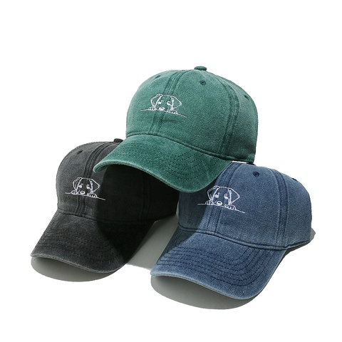 Cappellino Da Baseball In Cotone Lavato Con Ricamo Cane Carino Vintage Regolabile Protezione Solare Per Uomini Donne