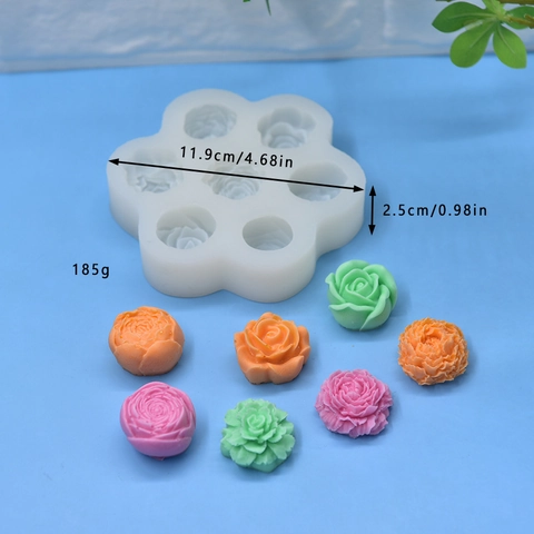7 Loch Blumen Silikonform Rose Pfingstrose Für Fondant Kuchen Backen Seife Kerze Machen 3D Floral DIY Werkzeuge