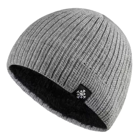 Winter Beanie Hat Knitted Fleece Lined Warm Thickened Outdoor Windproof Snowflake Label For Men Women Simple Solid Style