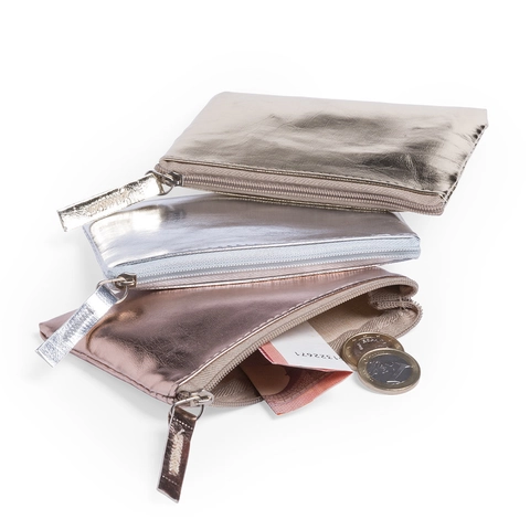 Coin Purse Metallic PU Leather Waterproof Zipper Mini Pouch Minimalist Portable Storage Bag For Women