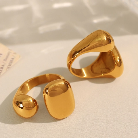 Minimalist Stainless Steel Ring Organic Irregular Bold Chunky High Polished Fashion Accessory Jewelry For Women