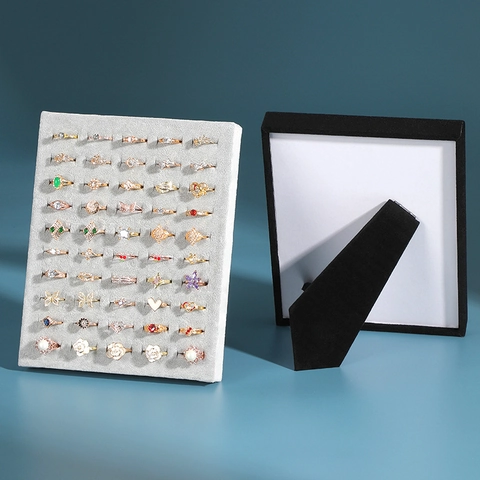 Velvet Jewelry Display Stand Ring Organizer Earring Holder Photo Frame Style Vertical Desktop Slot Tray For Shop Counter Storage Showcase