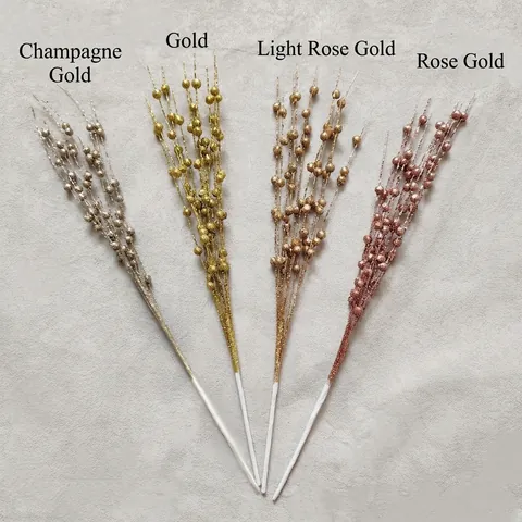 Glitter Berry Picks Artificial Foam Stems Decorative Christmas Tree Ornaments Branch Spray For Home Party Decor