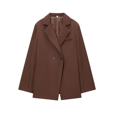 Blazer De Mujer Oversized Chaqueta Color Sólido Solapa Muesca Traje Tejido Casual Para Oficina Trabajo Manga Larga