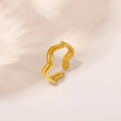 Wellenring Offen Edelstahl Vergoldet Verstellbar Geometrisch Minimalistischer Schmuck Für Damen