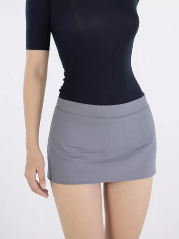 Sexy Grauer Minirock Mit Hoher Taille A-Linie Bodycon Polyester Rock Mit Integrierter Sicherheitshose Chic