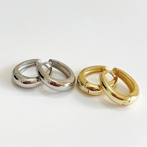 Orecchini A Cerchio In Argento Sterling 925 Geometrici Minimalisti Arco Spesso Stile Industriale Donna