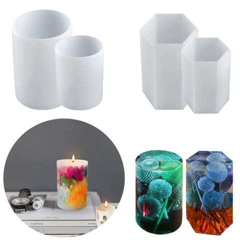 Stampi Per Candele In Silicone Fai Da Te Resina Epossidica Fusione Cilindro Prisma Esagonale Sapone Profumato Fatto A Mano Strumenti Creazione Ornamenti Gesso