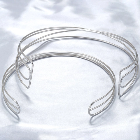 Minimalist Stainless Steel Choker Necklace For Women Geometric Multi Layer Hollow Cross Open Collar Neck Ring Jewelry Gift
