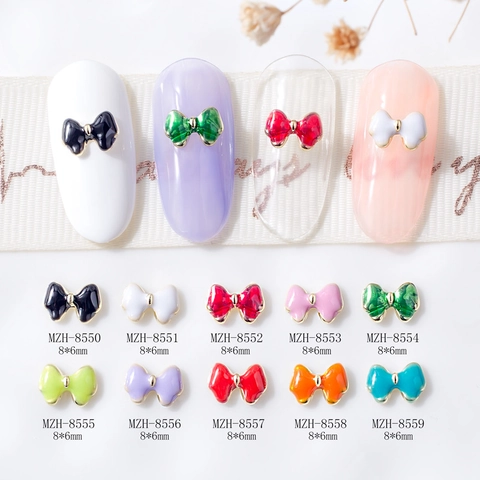 Mini 3D Lazo Dijes Para Uñas Aleación Metal Esmalte Aceite Gota Diamantes De Imitación Decoraciones Para Manicura DIY Diseño Dulce