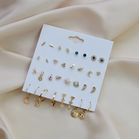 Rhinestone Faux Artificial Pearl Legierung Stecker Creolen Für Frauen Stern Mond Schmetterling Geometrisch Mode Mit Stahl Earring Post