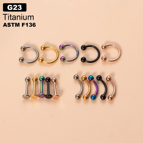 G23 Titanium Body Piercing Jewelry Lip Labret Stud Eyebrow Ring Circular Horseshoe Barbell Earring Cartilage Stud