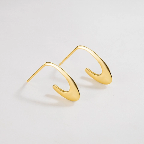 Boucles D'Oreilles En Forme De U Géométriques Design Minimaliste Oval Bijoux En Argent Sterling 925 Chic Pour Femmes